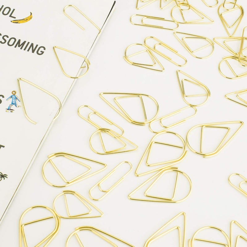 VENCINK 300 Pcs Cute Gold Paper Clips Assorted Sizes, Smooth Steel Wire Drop-Shaped Paperclips Large Medium and Small for Office Supplies School Student Girls Kids Women Wedding Decorative by VENCINK - Image 3